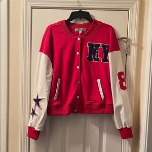 Red and White NY Varsity Jacket